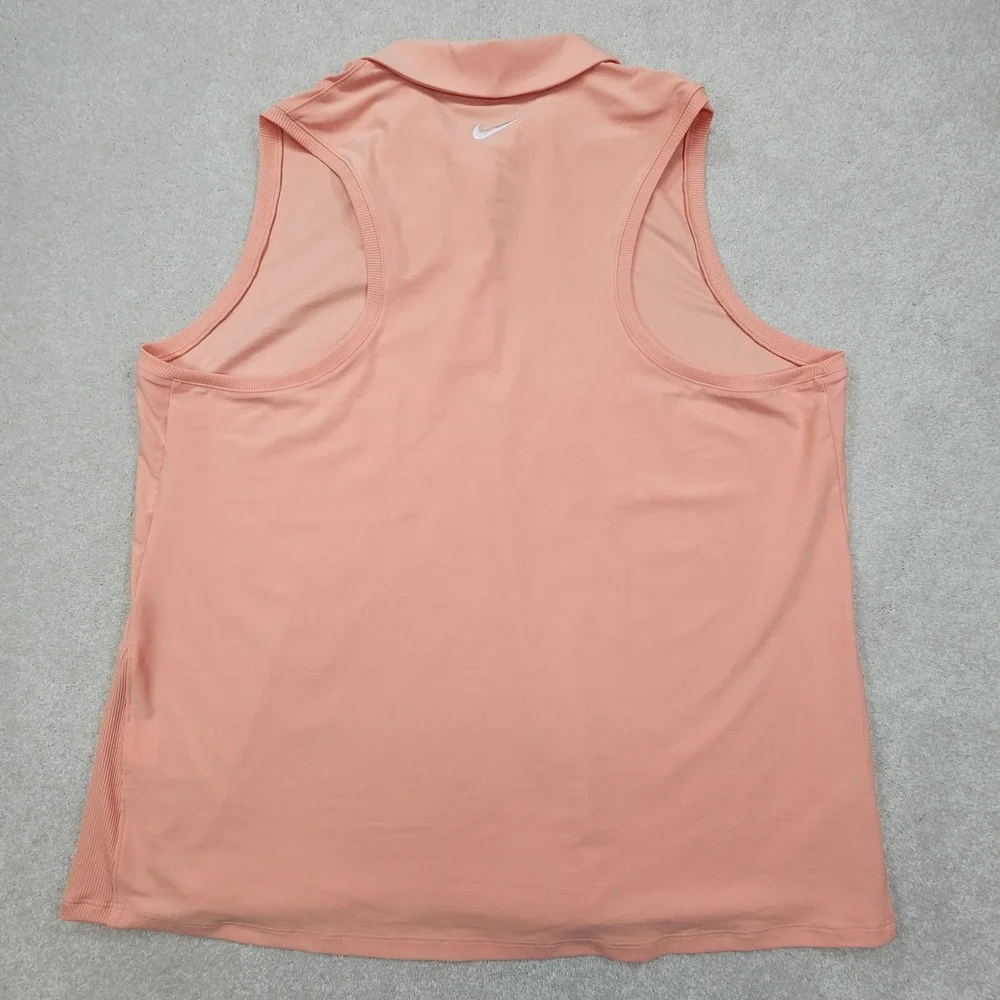 Nike Golf Sleeveless Polo Shirt Womens XL Peach‎ Slim Fit Pickleball Tennis NEW - Picture 3 of 9